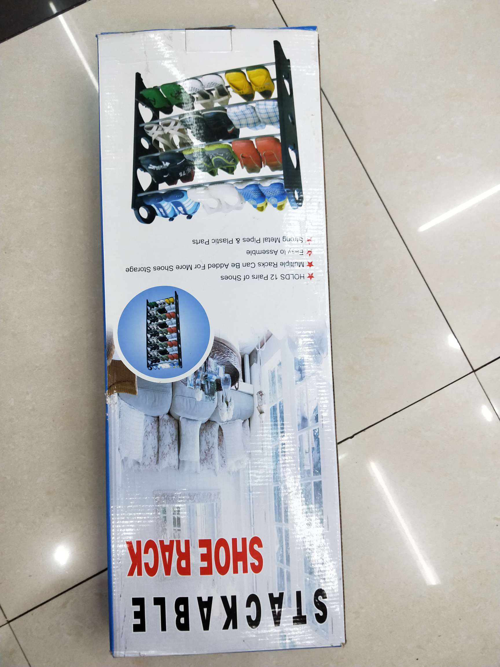 4 Layer Shoe Rack Plastic Iron Tube Shoe Rack