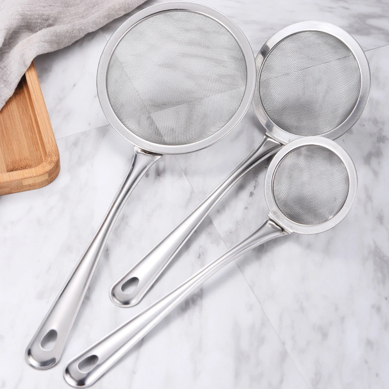 Factory direct sales of non-magnetic stainless steel household net oil leakage grid soy milk and juice filter spoons, baking tools, flour sieves detail image 5
