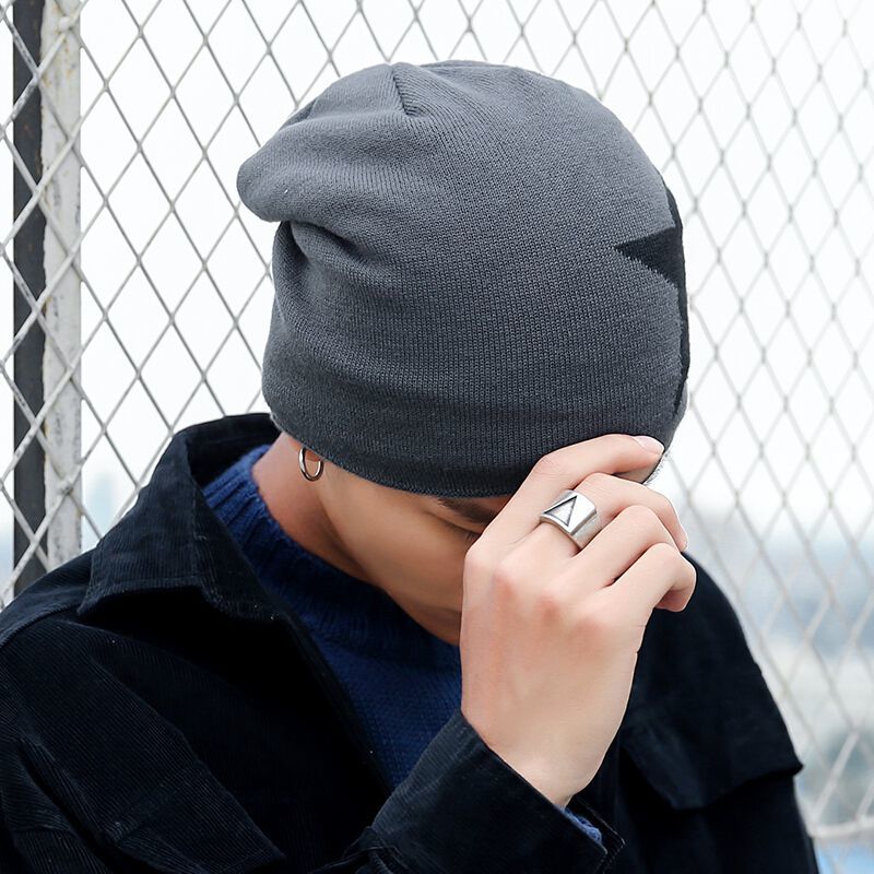 Hat Men's Winter Wool Warm Woolen Hat Pullover Hat Cotton Hat Autumn And Winter Hat Men's Thick Knit Hat undefined