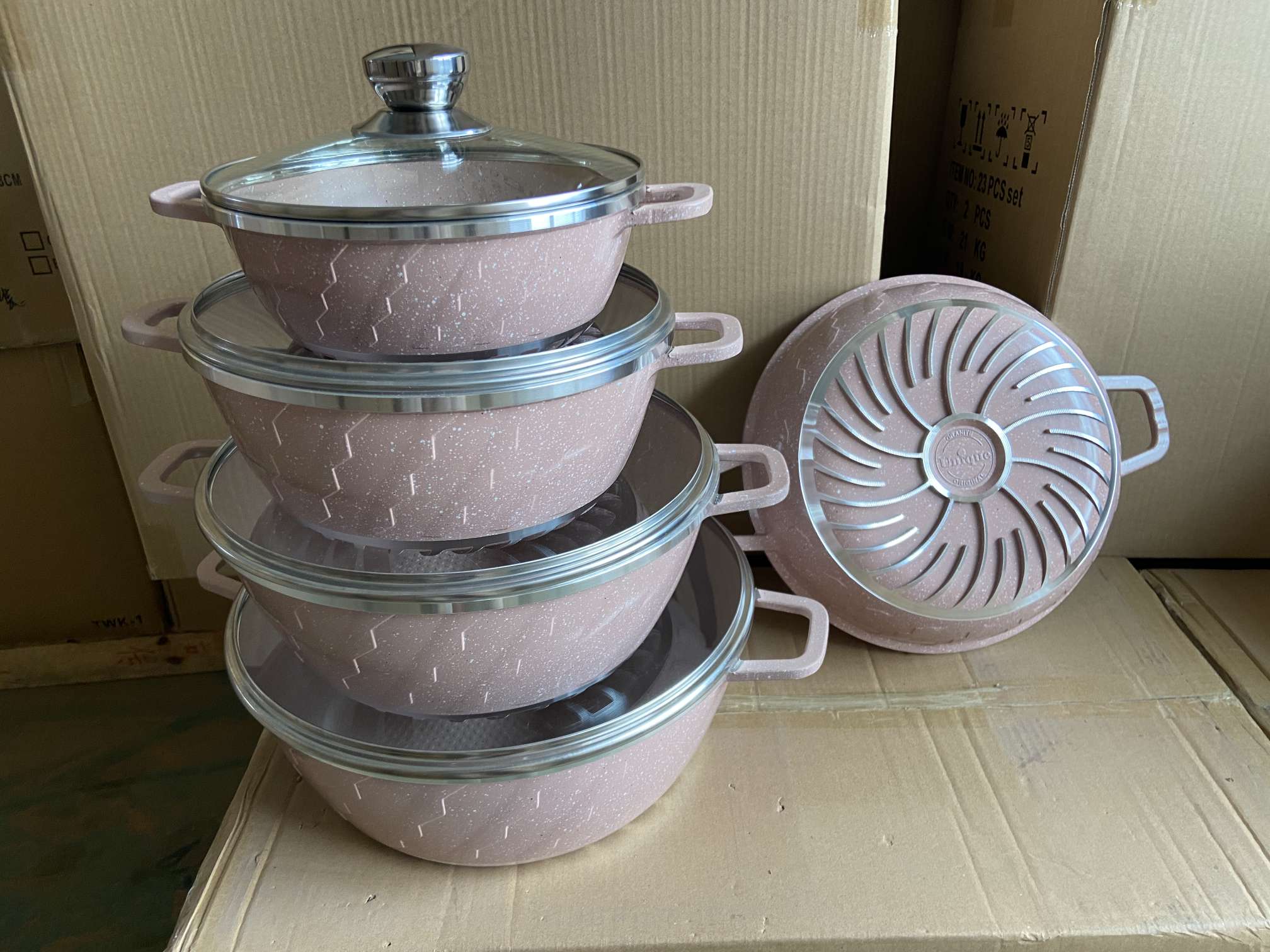 10-piece set of soup pot Lightning style marble tourmaline non-stick pot multi-functional set pot Item Picture