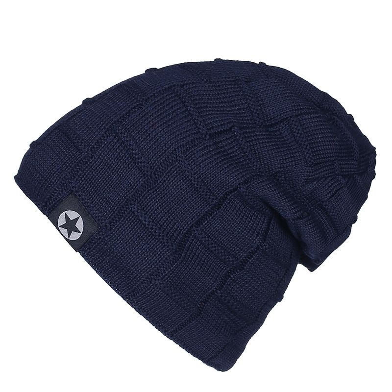 Hat Men's Winter Woolen Hat Thickened Korean Version Of The Tide Knitted Pullover Hat Plus Cashmere Warm Winter Hat Youth Cotton Hat Specification drawing