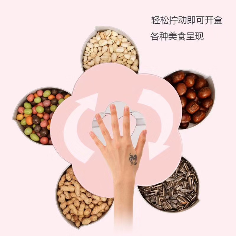 工厂直供创意单双层糖果盒塑料干果盘 多功能网红旋转零食坚果盘详情图4