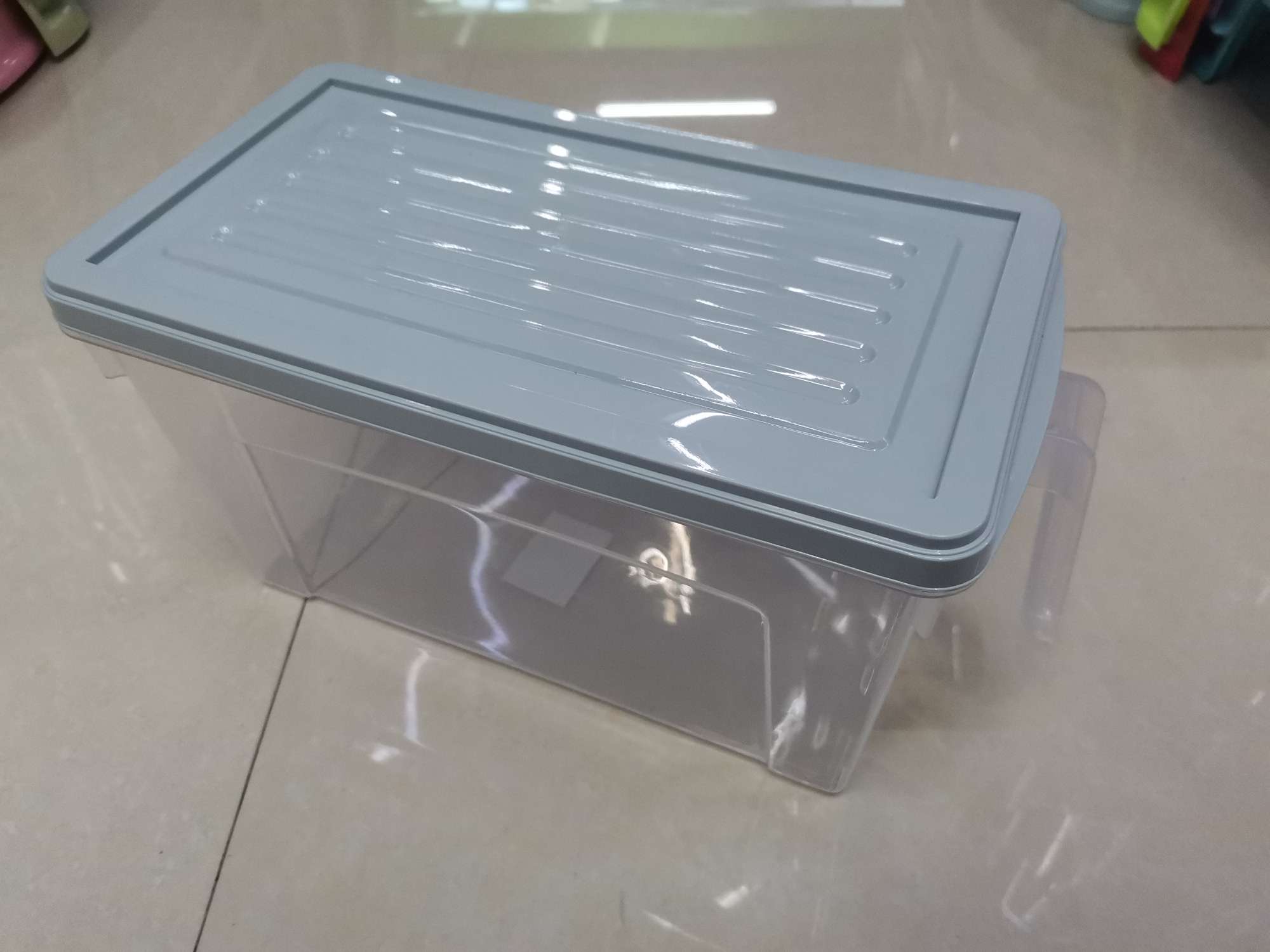 大号带盖实色带柄冰箱收纳盒