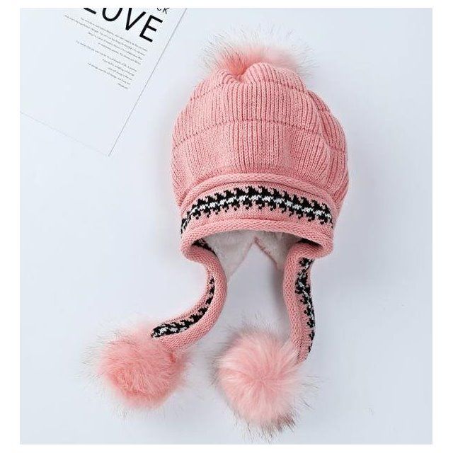 Winter Hat Women's New Rabbit Hair Pearl Hat Thickened Woolen Hat Korean Version Of Tide Youth Ear Cap Warm Knit Hat details Picture