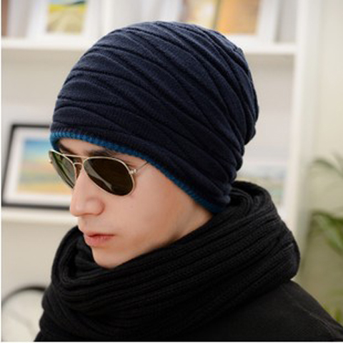 Hat Male Korean Version Of The Trend Woolen Hat Winter With Wool Thickened Warm Knit Hat Ear Protection Cotton Hat Youth Pullover Specification drawing