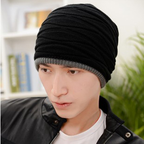Hat Male Korean Version Of The Trend Woolen Hat Winter With Wool Thickened Warm Knit Hat Ear Protection Cotton Hat Youth Pullover Item Picture