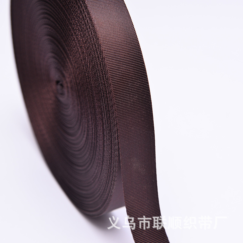 2.5cm imitation nylon coffee plain weave and fine weave webbing, high-end retro bag, clothing and accessory webbing Application Scenario