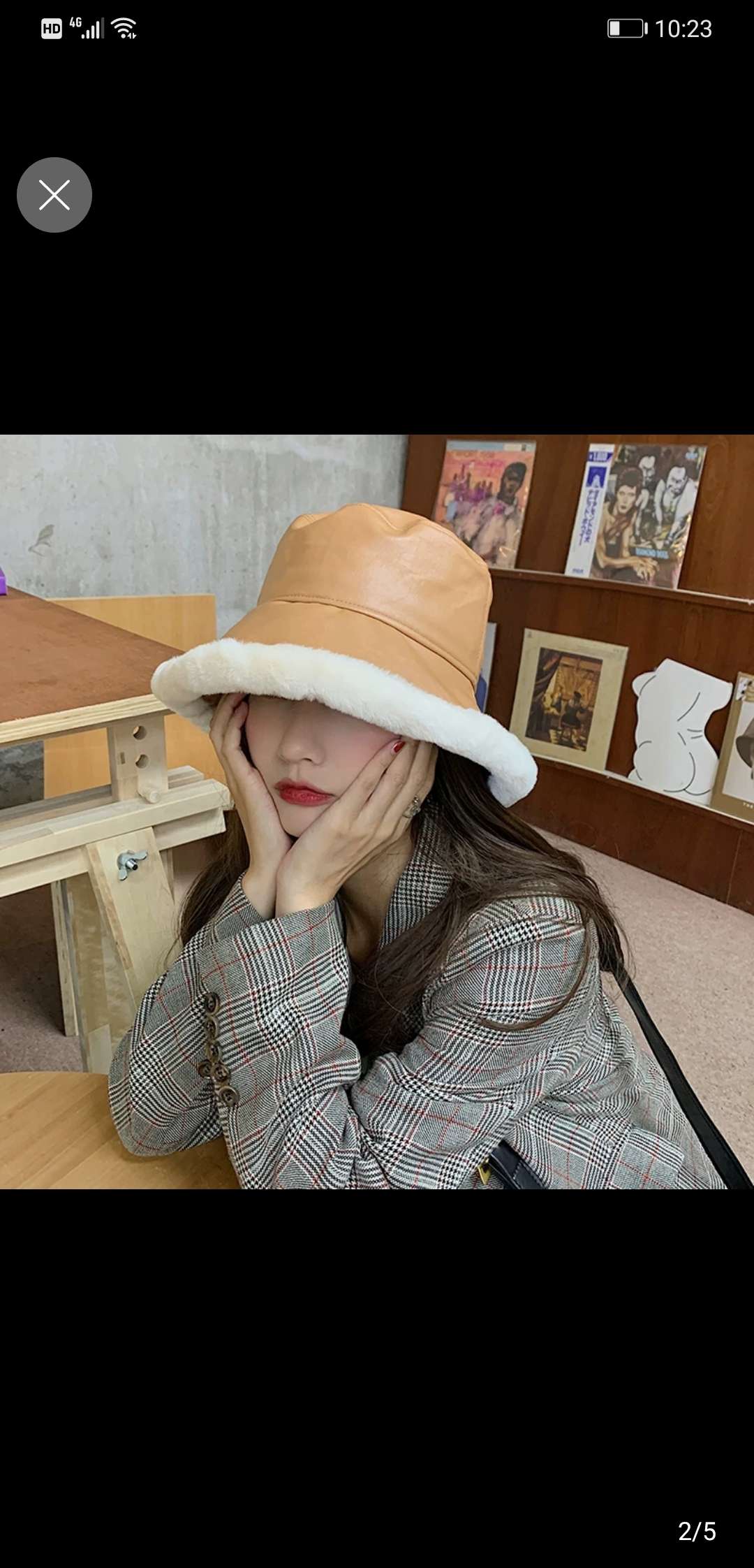 pu皮质毛绒渔夫帽女秋冬韩版潮牌百搭日系遮阳防晒显脸小盆帽冬季