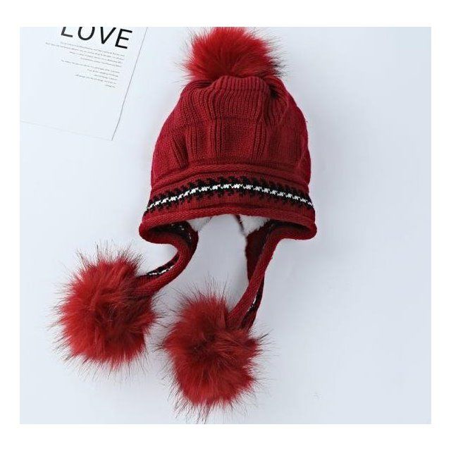 Women's autumn and winter hats, rabbit fur imitation hats, winter Korean-style cute woolen hats with fleece knitted warmth hats Item Picture