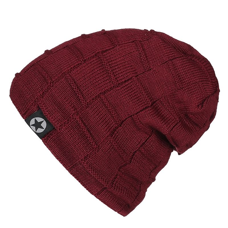 Hat Men's Winter Woolen Hat Thickened Korean Version Of The Tide Knitted Pullover Hat Plus Cashmere Warm Winter Hat Youth Cotton Hat details Picture