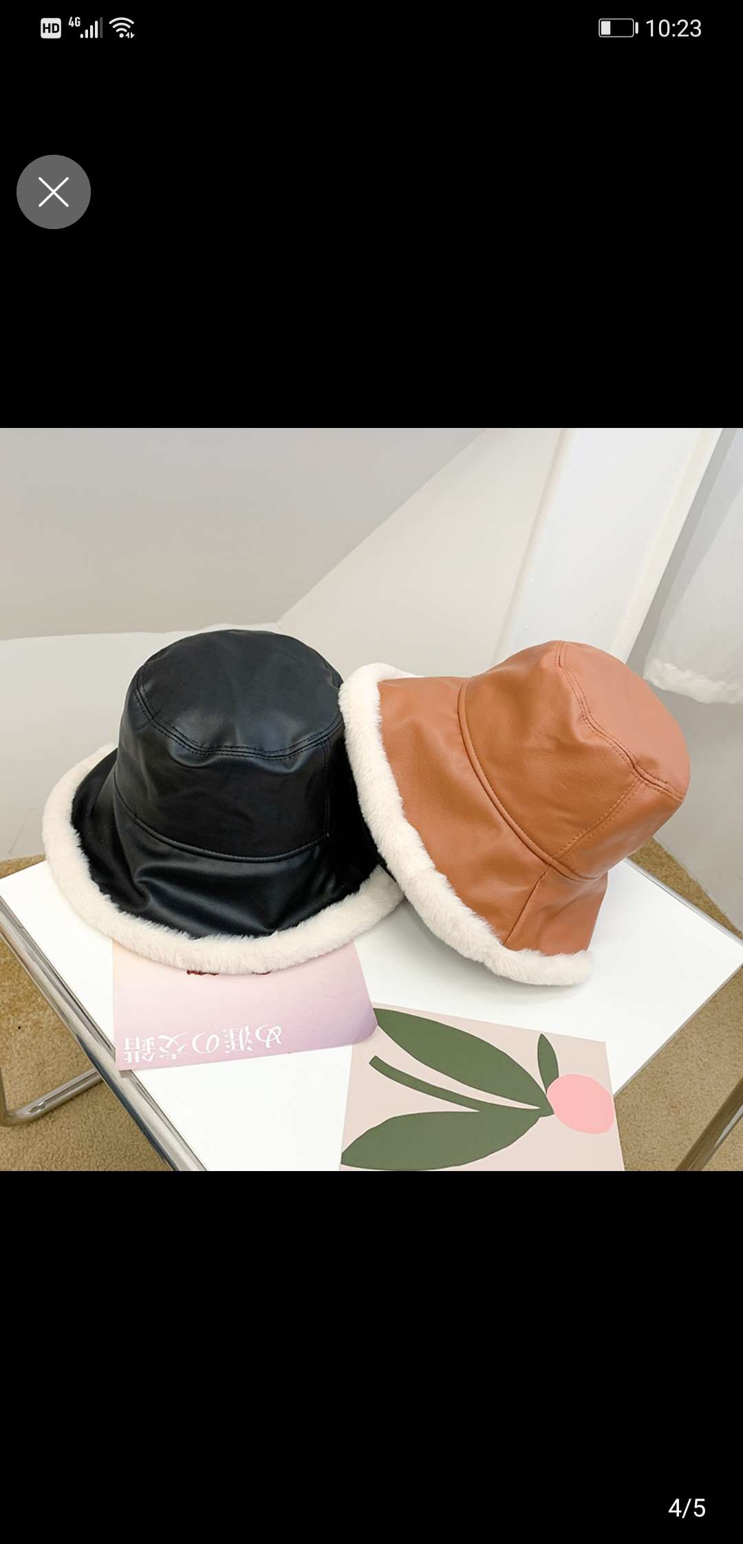 pu皮质毛绒渔夫帽女秋冬韩版潮牌百搭日系遮阳防晒显脸小盆帽冬季产品图