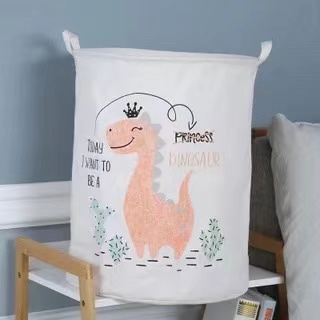 New Cartoon Animal Dirty Clothes Basket Cotton And Linen Round Bucket Storage Bucket details Picture
