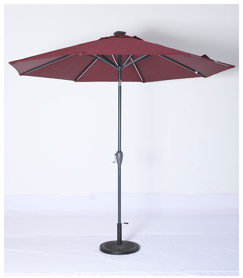 3m太阳能灯夜用防晒遮阳手摇钢管可转向咖啡厅庭院伞详情图1