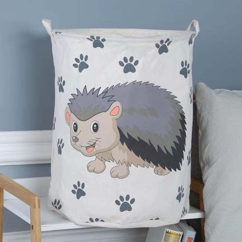 New Cartoon Animal Dirty Clothes Basket Cotton And Linen Round Bucket Storage Bucket