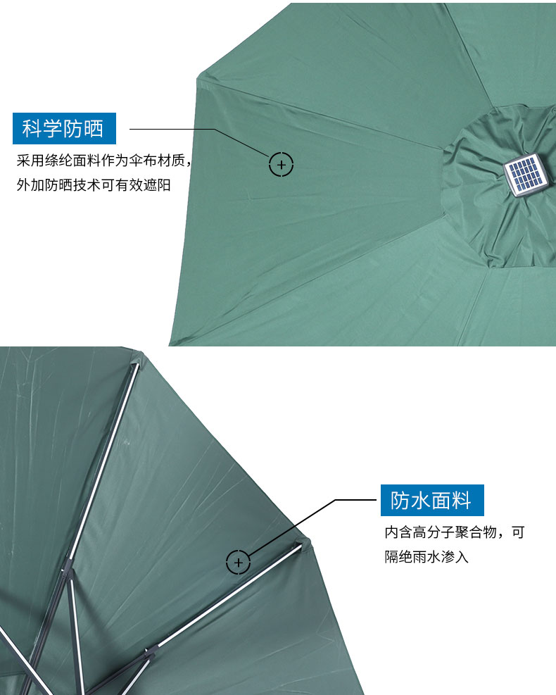 3m太阳能灯夜用防晒遮阳手摇钢管可转向咖啡厅庭院伞细节图