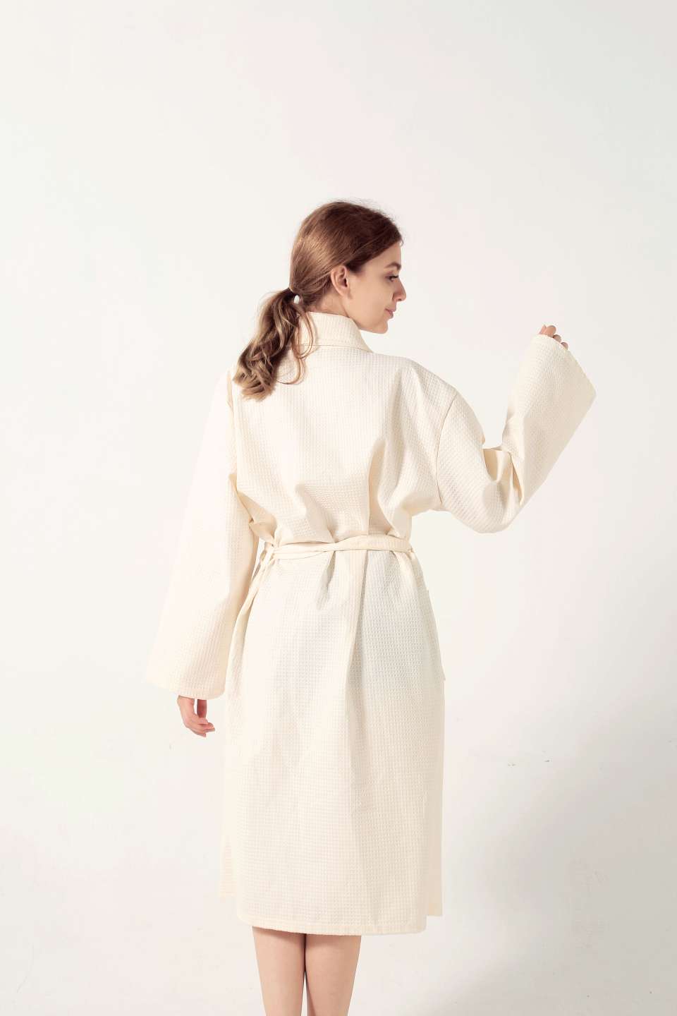 Factory Direct Waffle Adult Bathrobe Pajamas Cotton Women's Winter Padded Nightgown details Picture