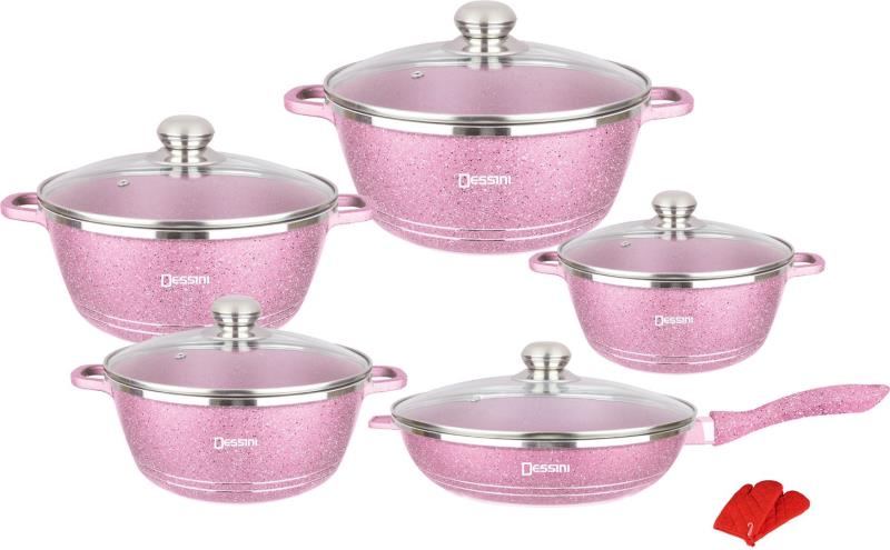 【现货供应】Dessini 12件套麦饭石锅具套装铝锅套件不粘锅礼品锅细节图