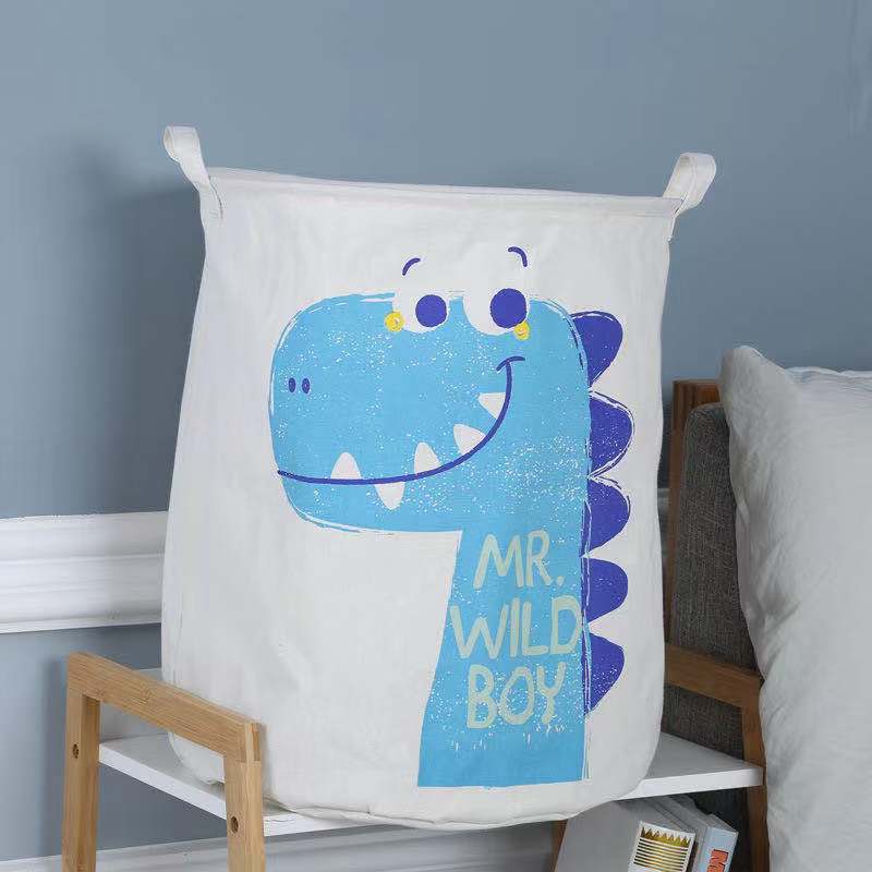 New Cartoon Animal Dirty Clothes Basket Cotton And Linen Round Bucket Storage Bucket Item Picture