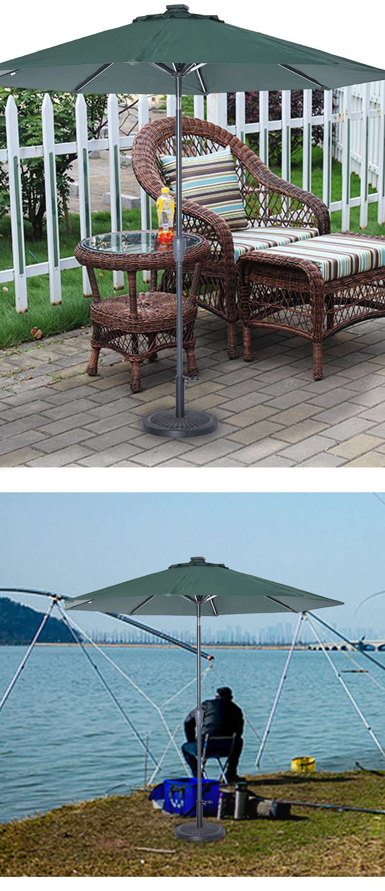 3m太阳能灯夜用防晒遮阳手摇钢管可转向咖啡厅庭院伞详情图2