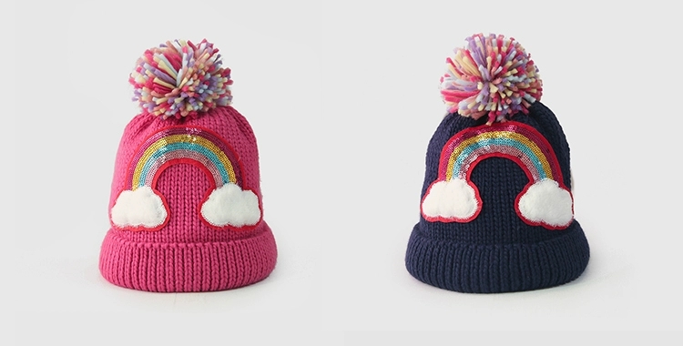 Woolly Hat Industry Knitting Island Woolly Ball Woolly Hat Love Show Pony Rainbow Woolly Hat Bead Embroidery Lovely Knitted Hat Autumn And Winter Korean Version Hat Item Picture