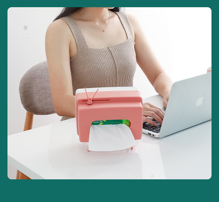 Creative TV tissue box, household kitchen tissue storage box, living room tissue box, multi-functional mobile phone shelf details Picture