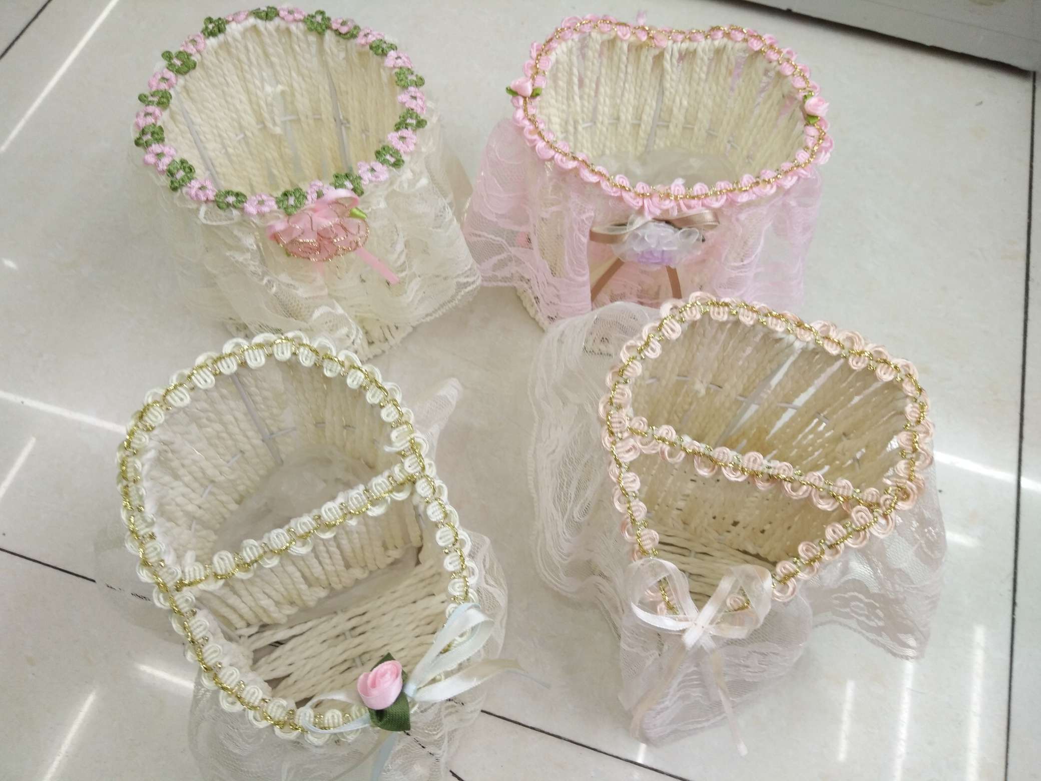 Lace Remote Control Mobile Phone Multi-Use Storage Basket details Picture