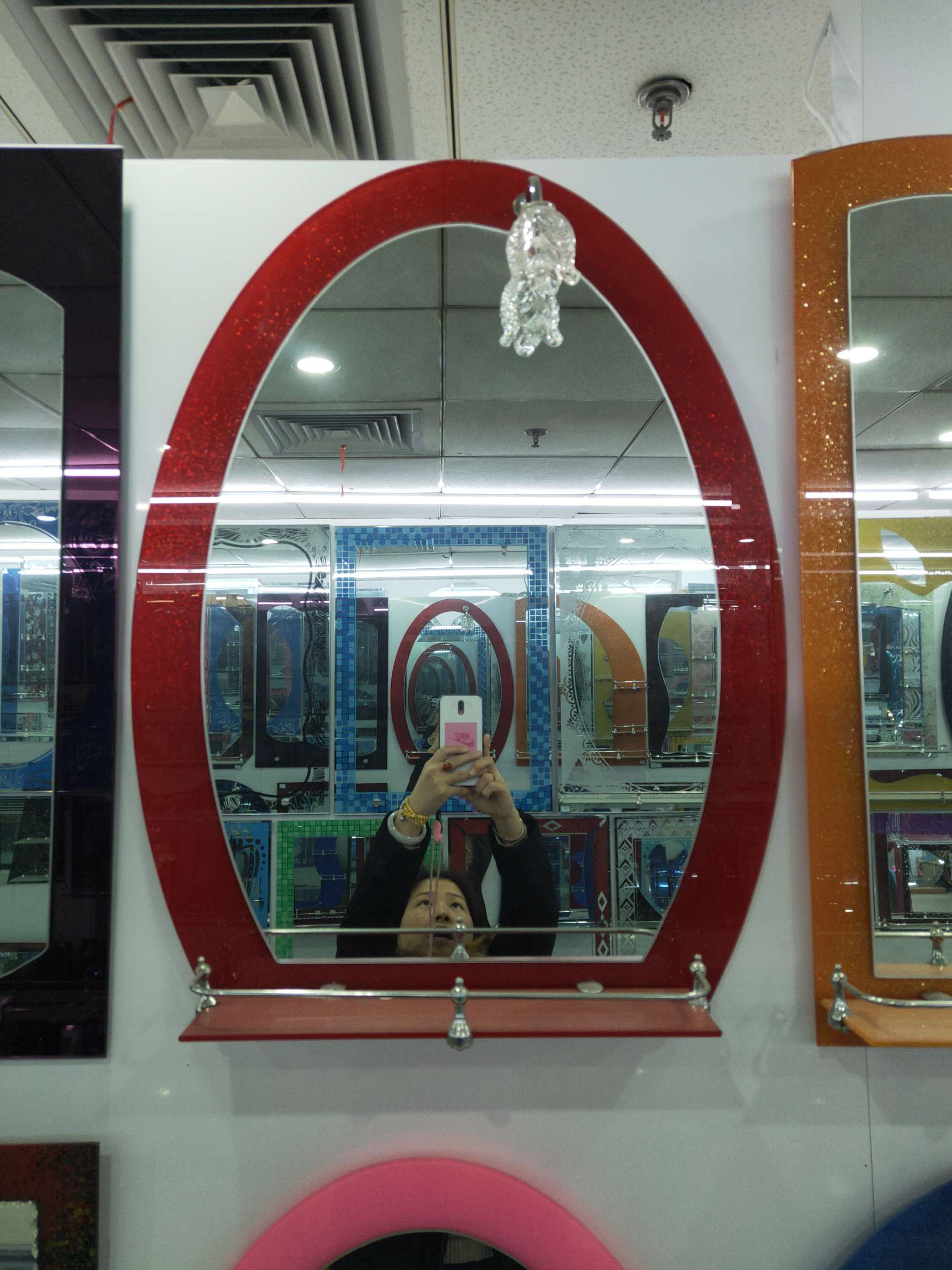 红镜子厂家直销 浴室镜红色        详情1