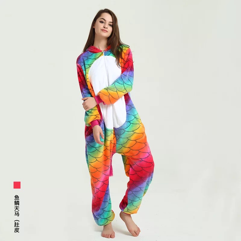 Flannel autumn and Winter Bubble Tianma Unicorn Animal one-piece pajamas and home wear 2020 New style detail image 4
