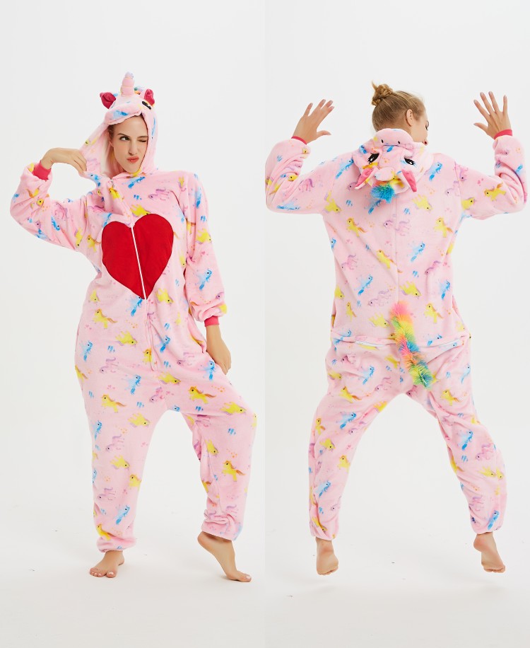 Flannel autumn and Winter Bubble Tianma Unicorn Animal one-piece pajamas and home wear 2020 New style detail image 13