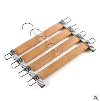 实木带夹子裤架裤夹衣架家用防滑伸缩衣柜加厚挂裤子架裤挂裤夹子 28cm细节图