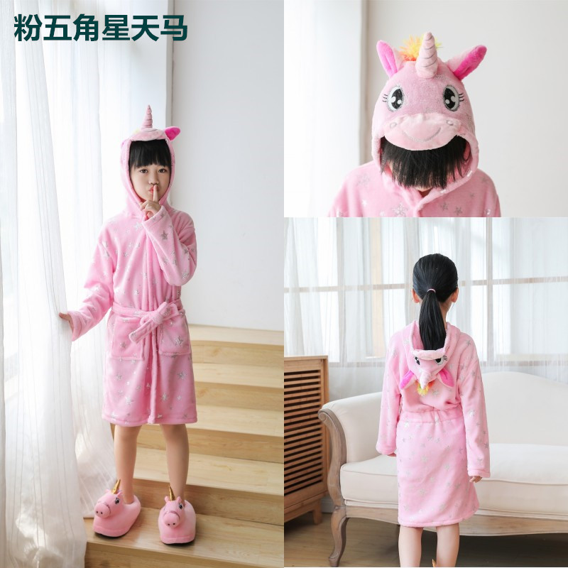 Children's flannel bathrobes for autumn and winter warmth, animal pajamas, and home wear Application Scenario