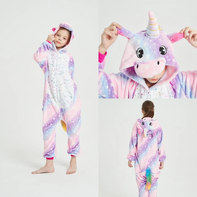 Children's flannel bathrobes for autumn and winter warmth, animal pajamas, and home wear detail image 6