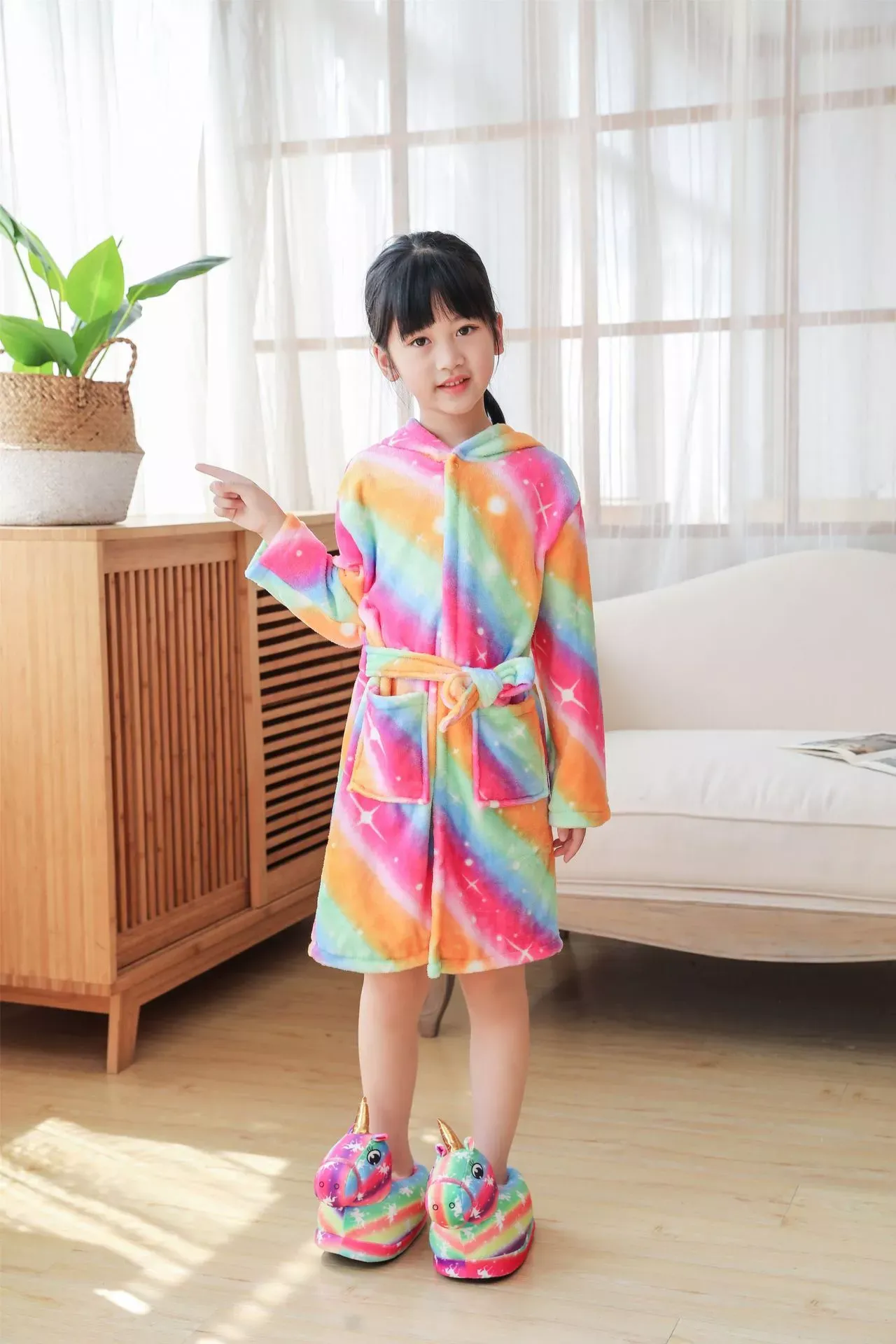 Children's flannel bathrobes for autumn and winter warmth, animal pajamas, and home wear detail image 16