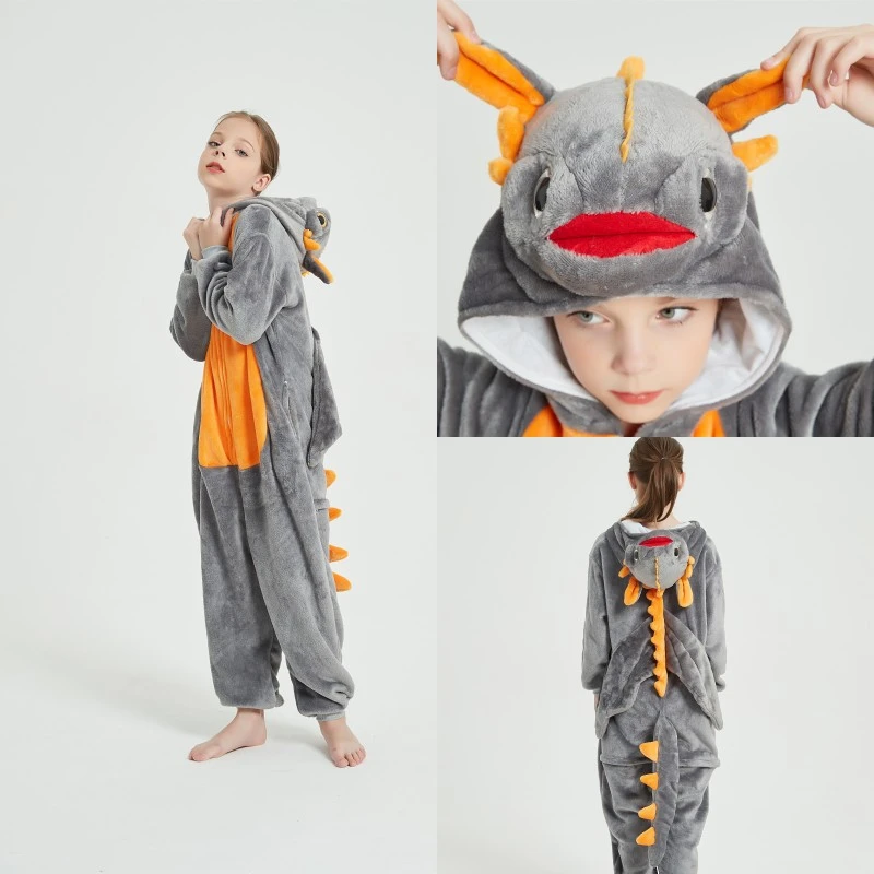 Children's flannel bathrobes for autumn and winter warmth, animal pajamas, and home wear detail image 17