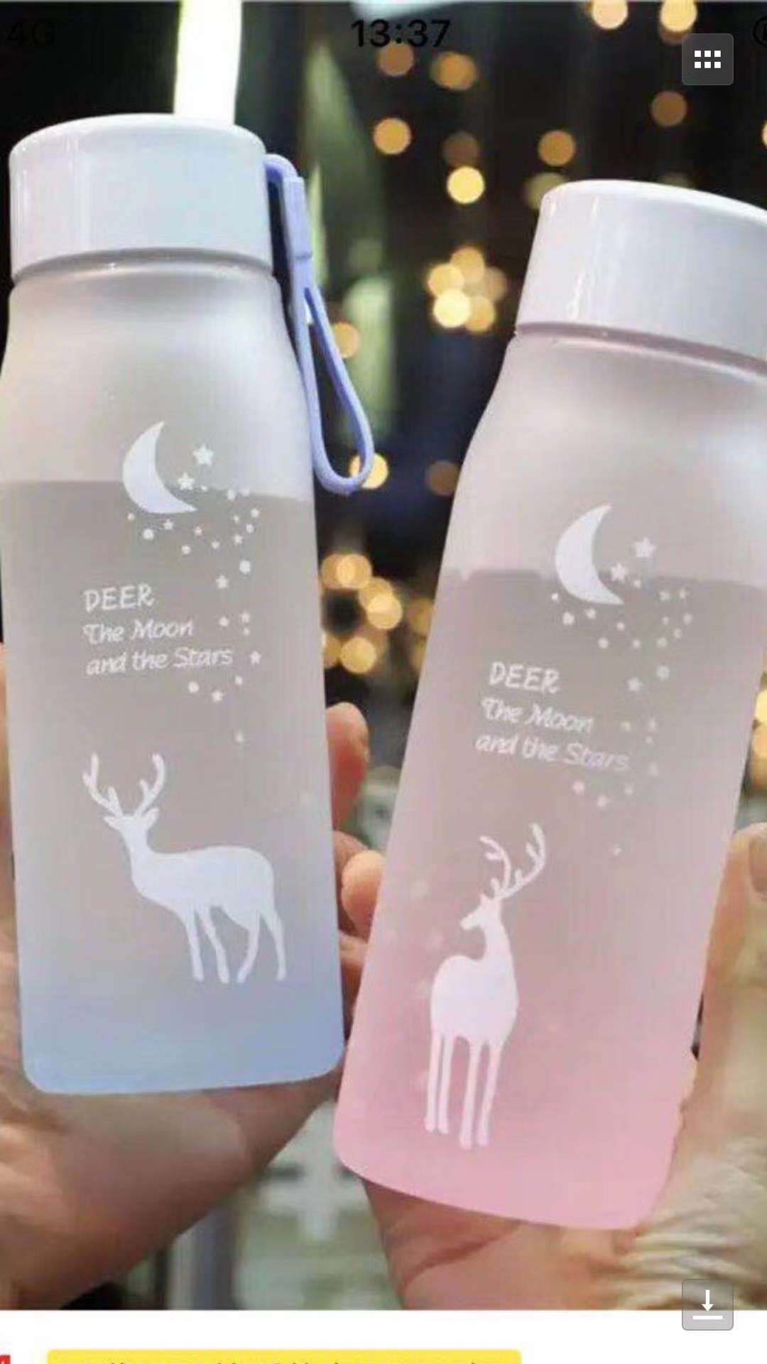 硅胶提手携带方便喷胶小鹿水杯白底实物图