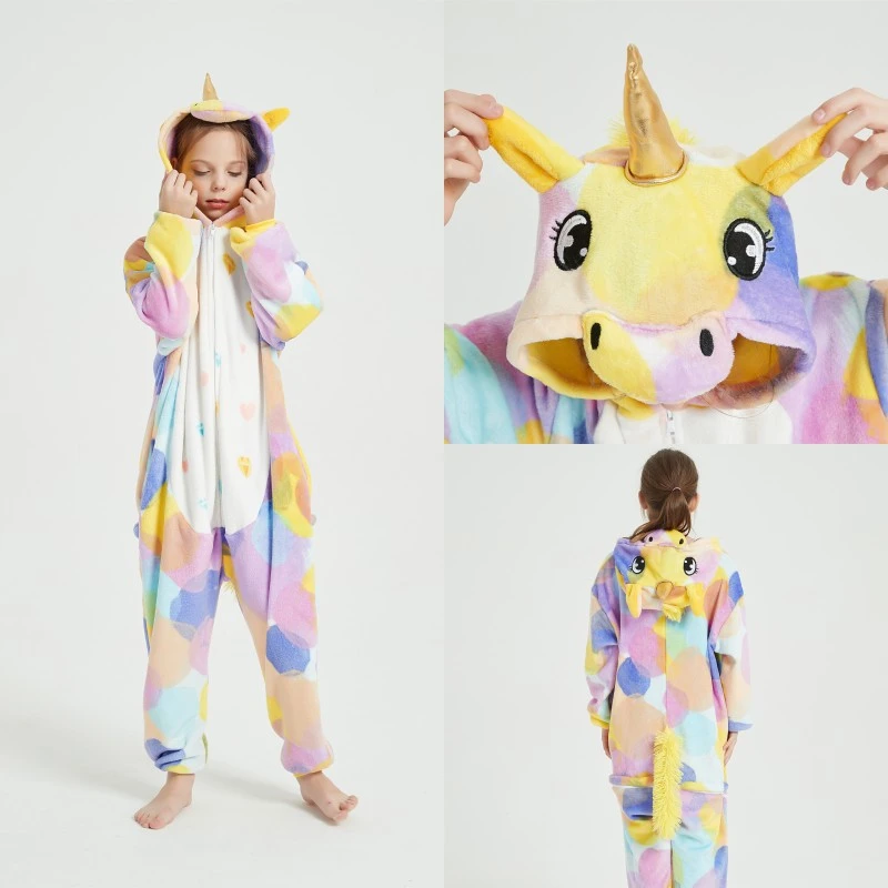 Children's flannel bathrobes for autumn and winter warmth, animal pajamas, and home wear detail image 4