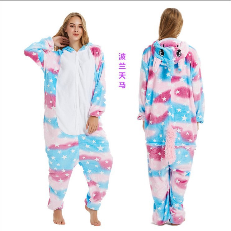 Flannel autumn and winter gilded Tianma Unicorn Animal one-piece pajamas and home wear 2020 New style Item Picture