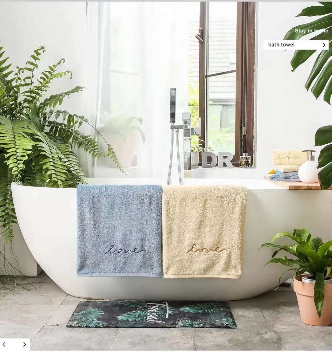 Ins-style pure cotton high-end towel and bath towel, no shedding, no color fading, comfortable and soft, home gift towel detail image 3