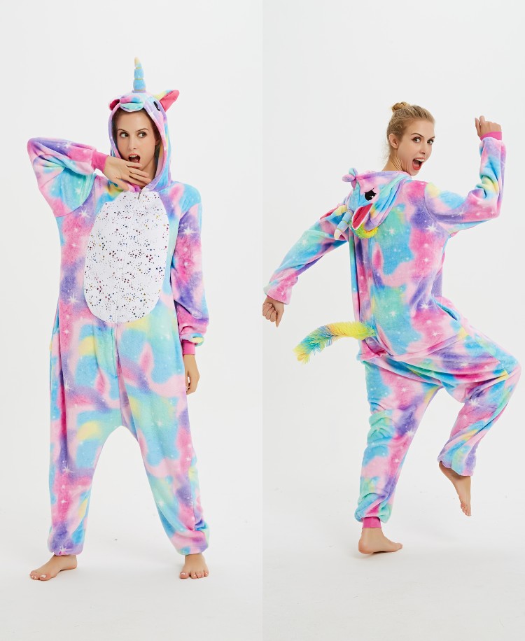 Flannel autumn and Winter Bubble Tianma Unicorn Animal one-piece pajamas and home wear 2020 New style detail image 7