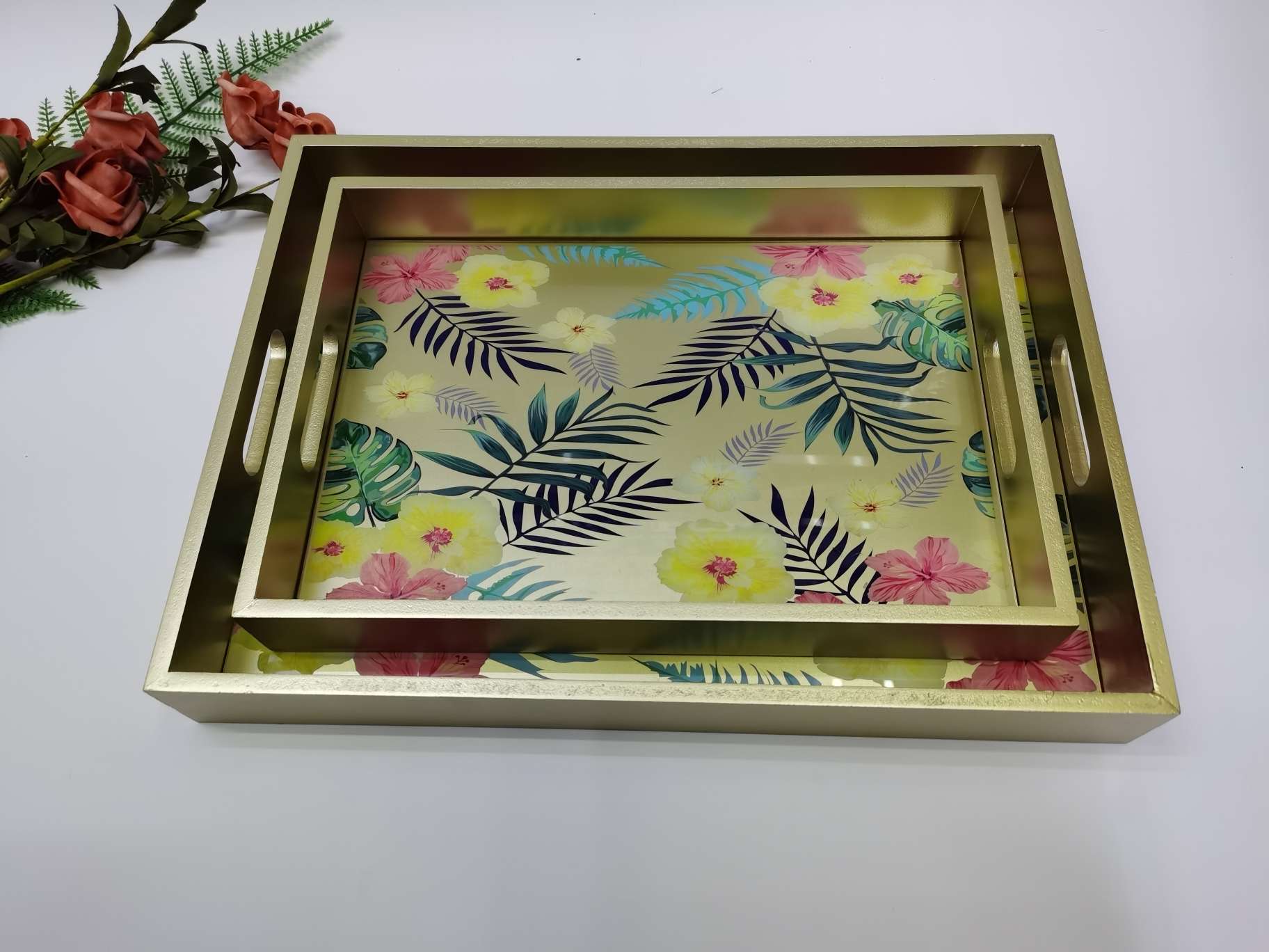 托盘餐具托盘木制托盘用餐托盘厨卫用品厨卫置物花图片