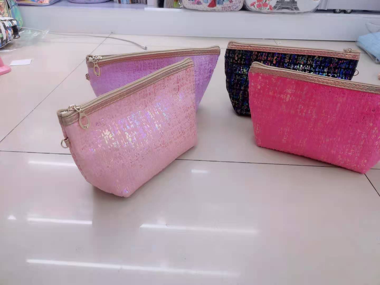 New Hexagonal Makeup Bag Color Flannelette Makeup Bag Pink Makeup Bag