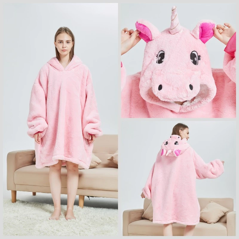 Unicorn Tianma bathrobe, Duopeng flannel lambskin thickened cold-proof and warm pajamas new style detail image 6