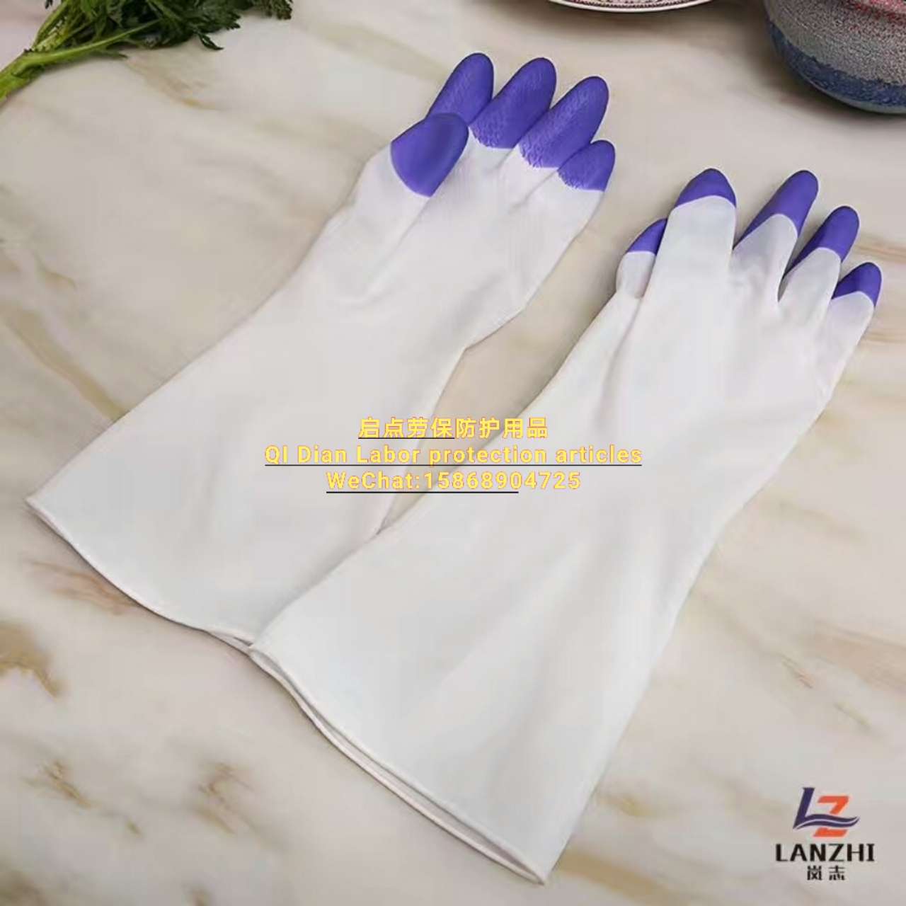 家用PVC炫彩指手套 厨房洗刷手套 透气 舒适 耐拉详情图5