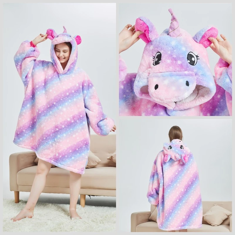 Unicorn Tianma bathrobe, Duopeng flannel lambskin thickened cold-proof and warm pajamas new style detail image 1
