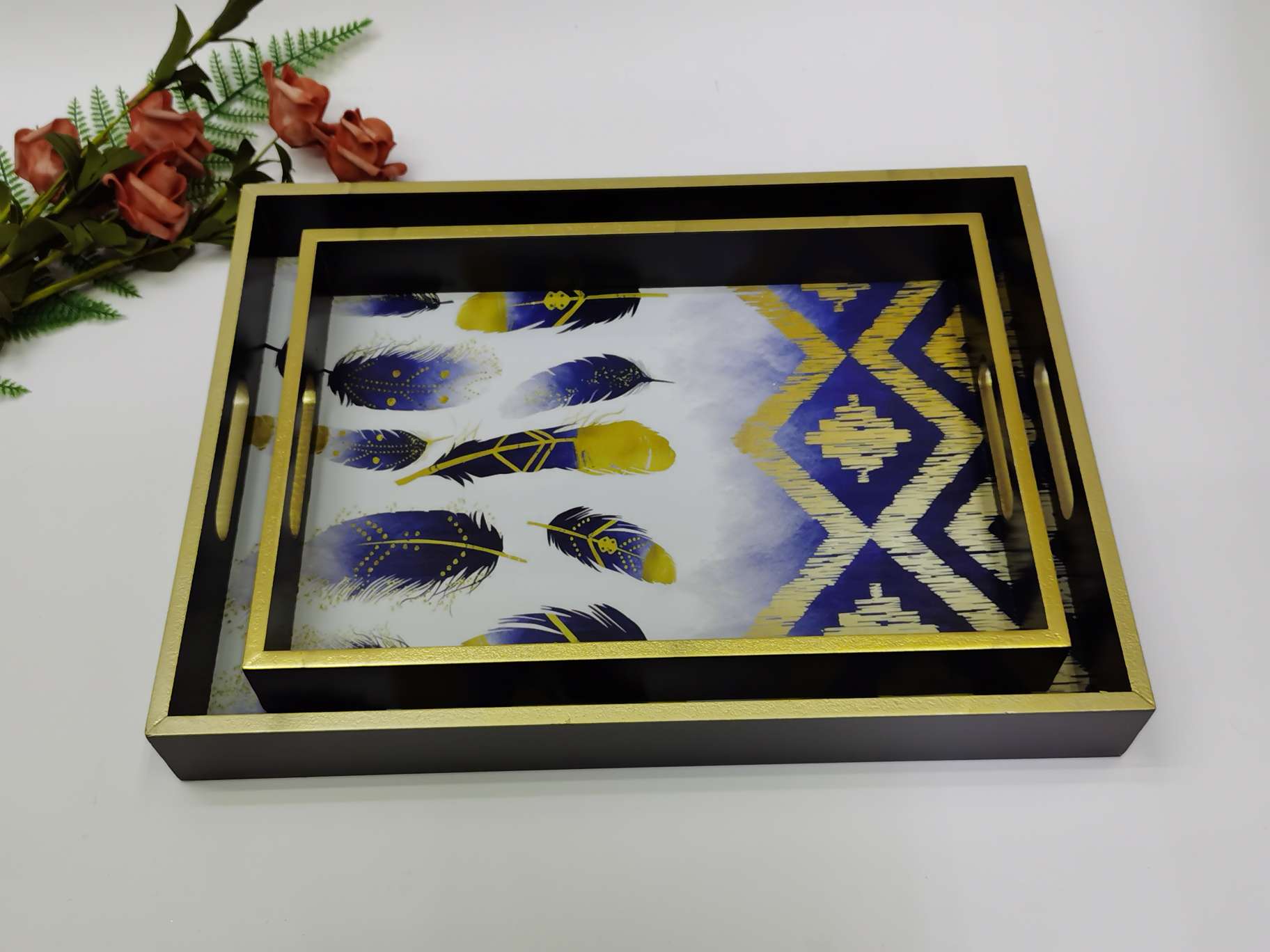 托盘餐具托盘木制托盘用餐托盘厨卫用品厨卫置物羽毛图片