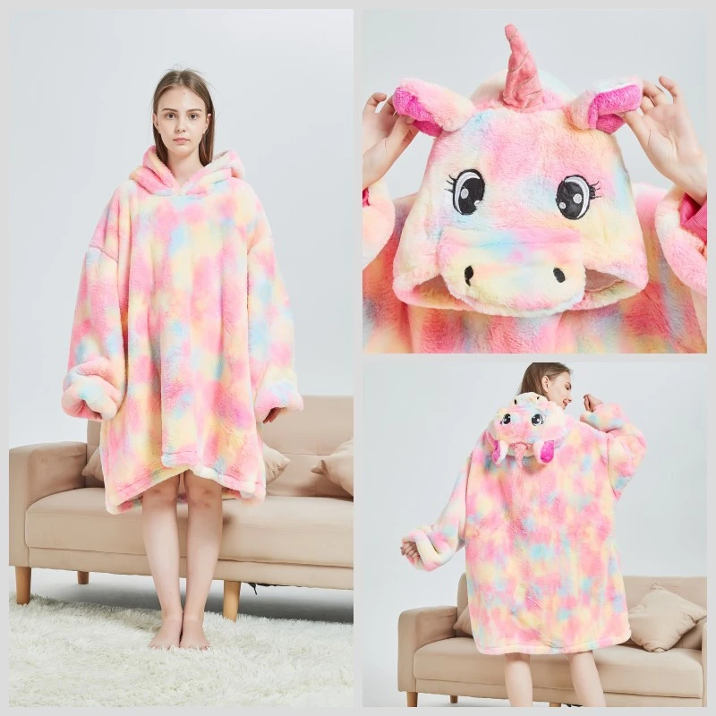 Unicorn Tianma bathrobe, Duopeng flannel lambskin thickened cold-proof and warm pajamas new style detail image 2