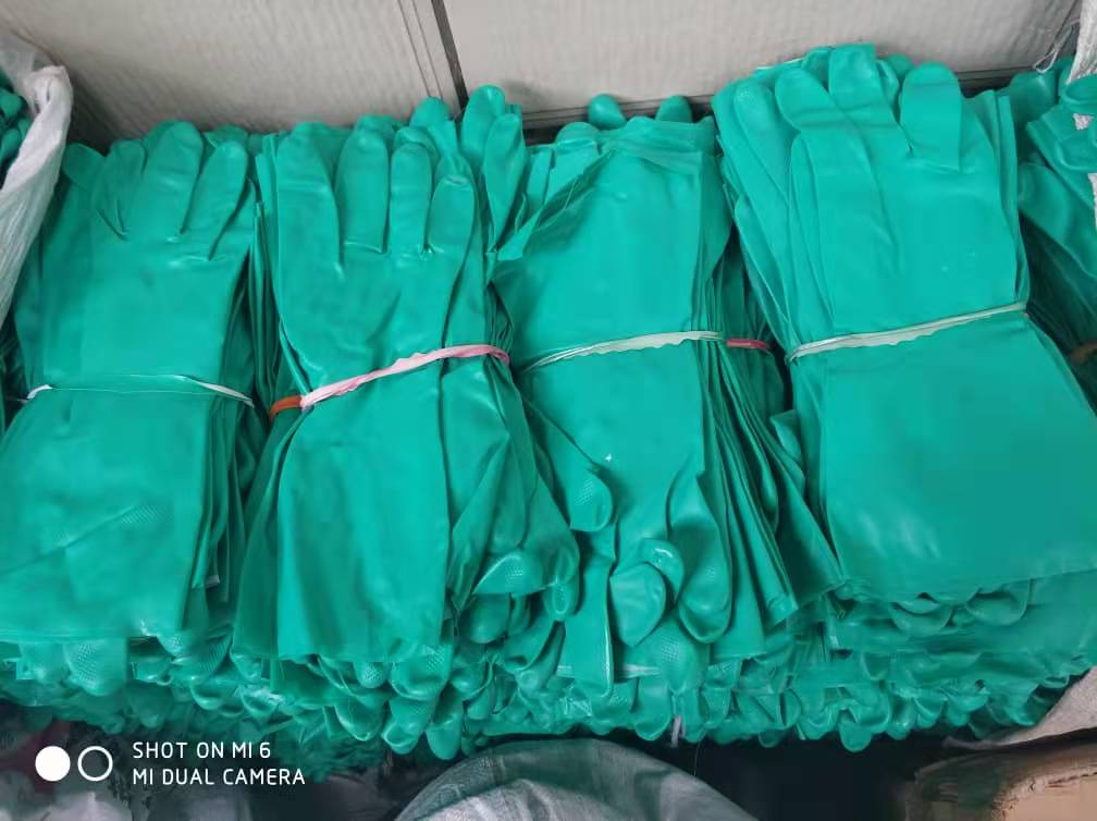 绿丁青手套工业耐酸碱丁腈橡胶手套 耐油防腐蚀防化绿色/白色防化手套批发详情图12