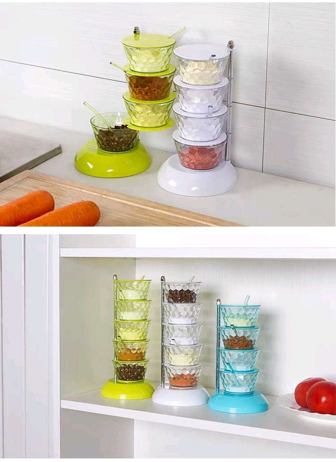 Vertical rotating spice box Multi-layer crystal plastic spice bottle Household Creative spice rack Kitchen ingredients
Tel :13958405818 undefined