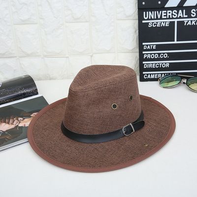 Western cowboy men's hat, British-style woolen hat, black top hat with flat top and flat brim, European and American style hat, retro cowboy hat