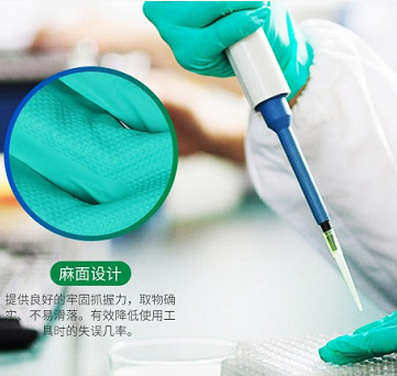 绿丁青手套工业耐酸碱丁腈橡胶手套 耐油防腐蚀防化绿色/白色防化手套批发详情图6